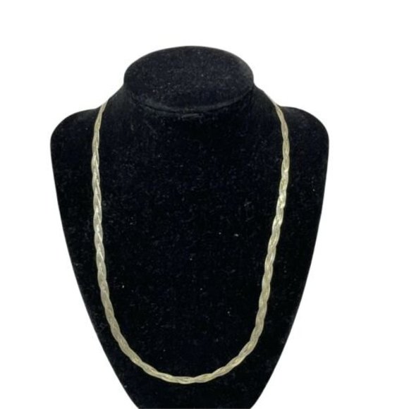 Jewelry - Vintage Sterling Silver Braided 3-Strand Herringbone Necklace Italy 925 18” 12g